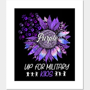 Purple Up For Military Kids Sunflower Military Child Month Posters and Art